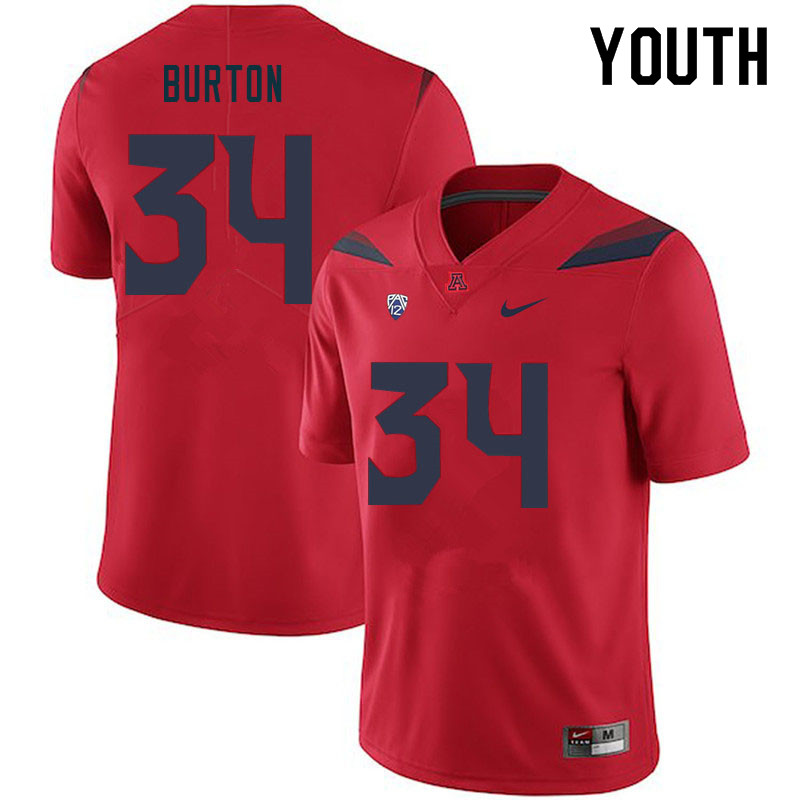 Youth #34 John Burton Arizona Wildcats College Football Jerseys Sale-Red